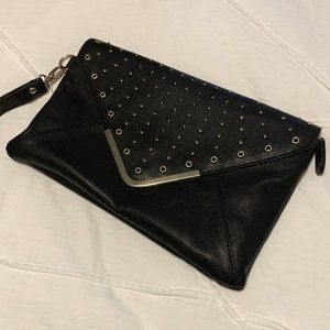 Aldo Black Gold-Studded Large Clutch